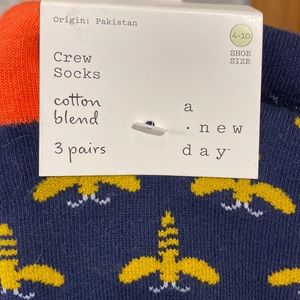 Buzzy bees! Cute! 3 pairs of lightweight crew with a bumblebee theme for spring!